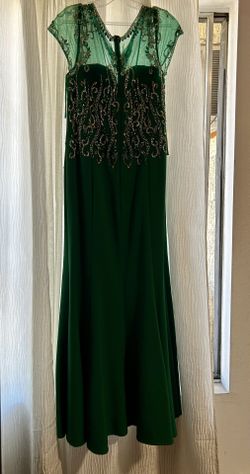 Formal Maxi Dress Green with stones
