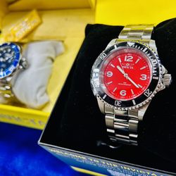 Two (2) INVICTA Watches, Blue Is Automatic, Orange Is Quartz, Brand New