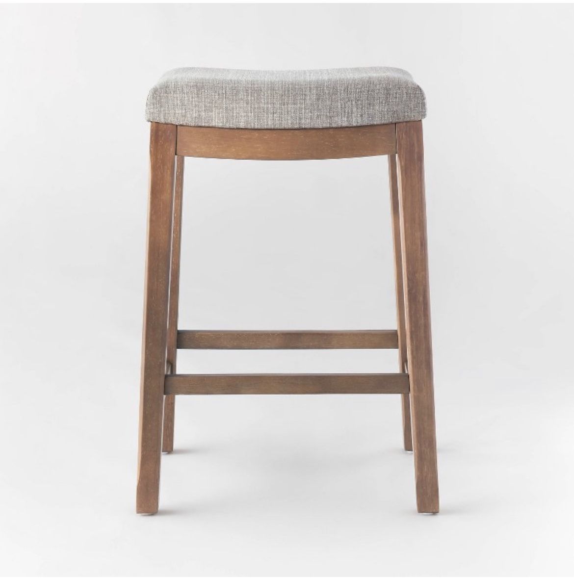 Candor Wood and Upholstered Saddle Counter Height Barstool Gray Linen - Threshold™m