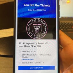 2 Tickets** Inter Miami Vs TBD August 2 @ 7:30pm