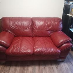 Red And Leather Loveseat And Couch With Covers That Are Gray New Covers
