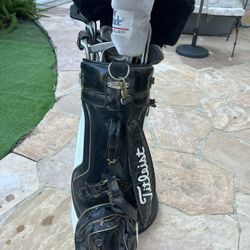 Vintage Titleist Golf Bag + Mixed Clubs Set