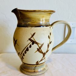 Vintage wheat pottery stoneware pitcher