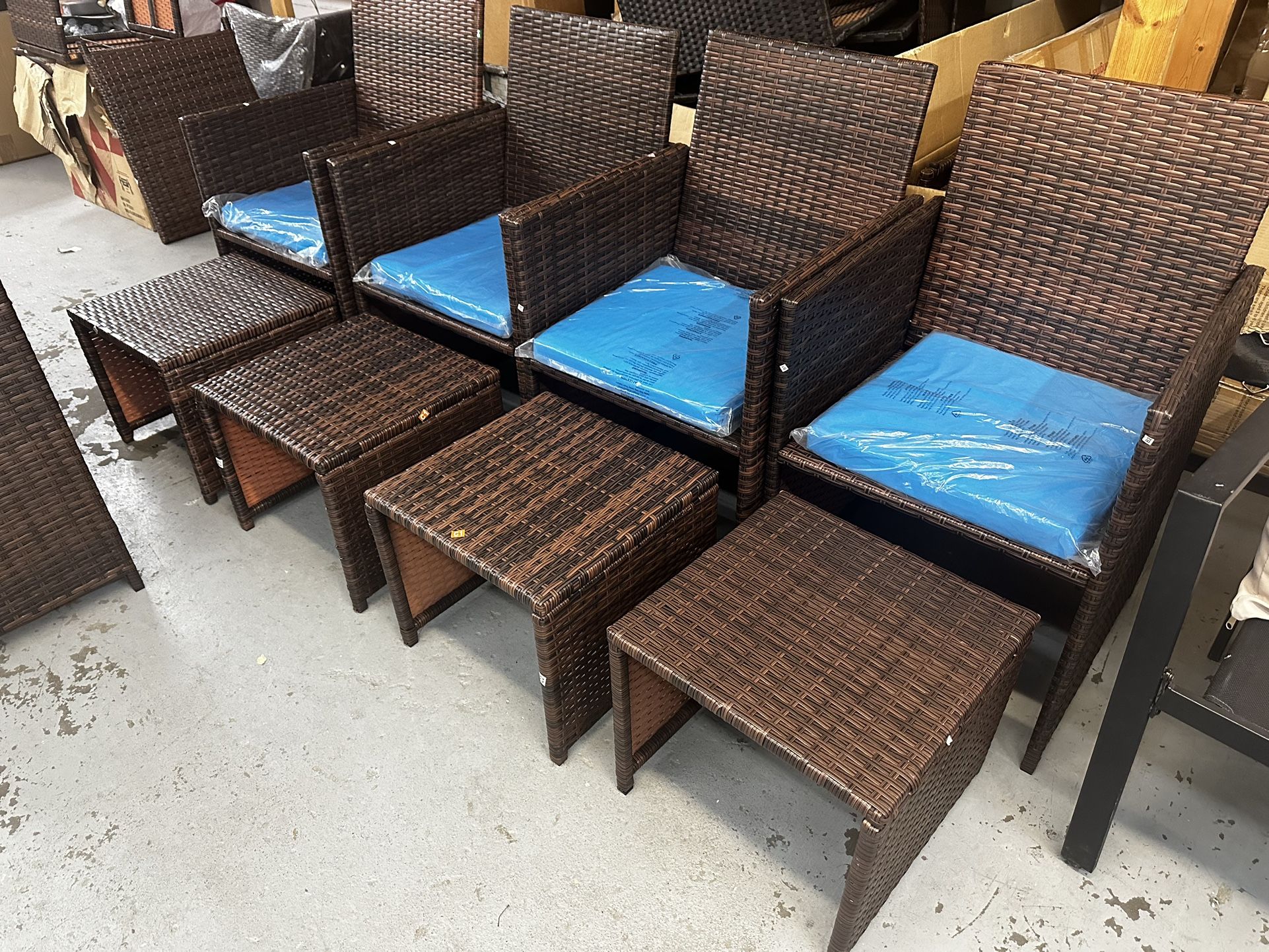 Set Of 4 Chairs 4 Foot Stools