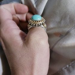 Barbara Bixby 925 Sterling Silver & 18K Yellow Gold Turquoise Ring