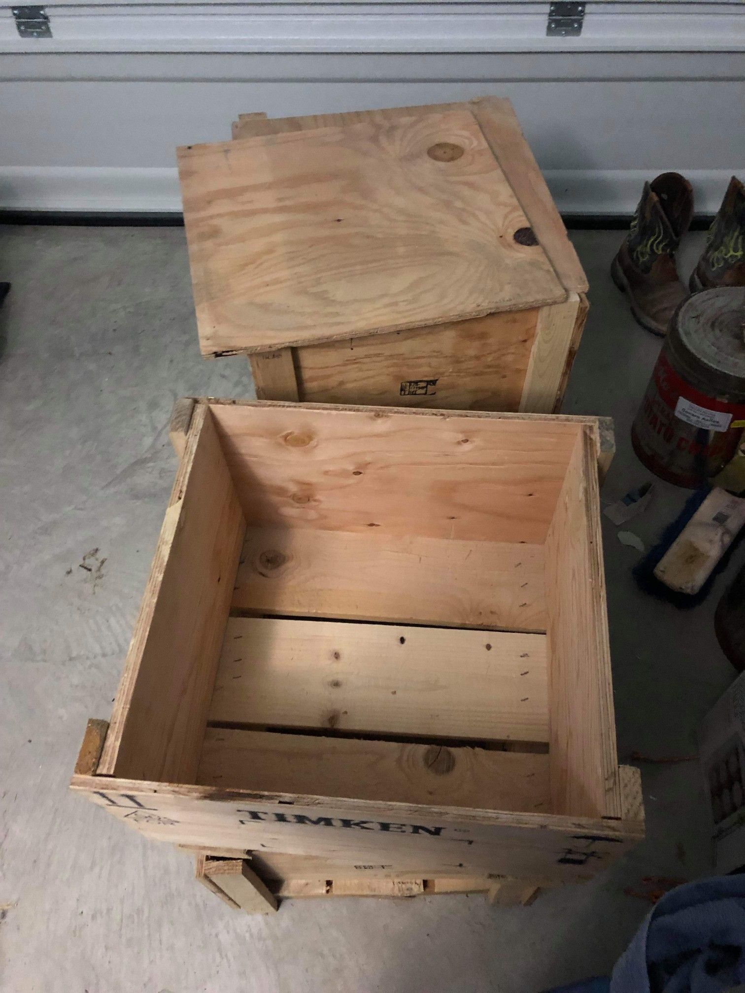 2 wooden crates