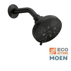 MOEN
HydroEnergetix 8 -Spray Patterns with 1.75 GPM 4.75 in. Single Wall Mount Fixed Shower Head in Matte Black