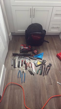 Miscellaneous Tools for sale, quality tools great working..comes with 1/2” socket set & 2-1/2” drives, 35’ tape measure, 110v jig saw, alone with a ba
