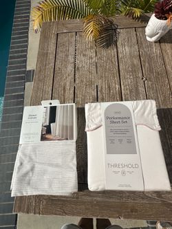 Threshold Queen Sheet Set + Shower Curtain Bundle