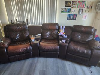 3 Seater Grain Leather Recliner Couch
