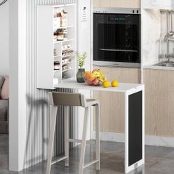 Wall Mounted Fold Out Writing Desk Convertible Cabinet