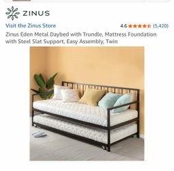 ZINUS EDEN METAL DAYBED W/TRUNDLE