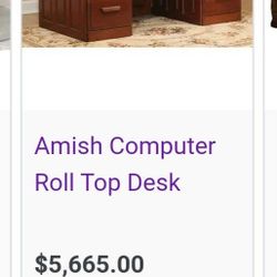 Amish Computer Roll Top Desk