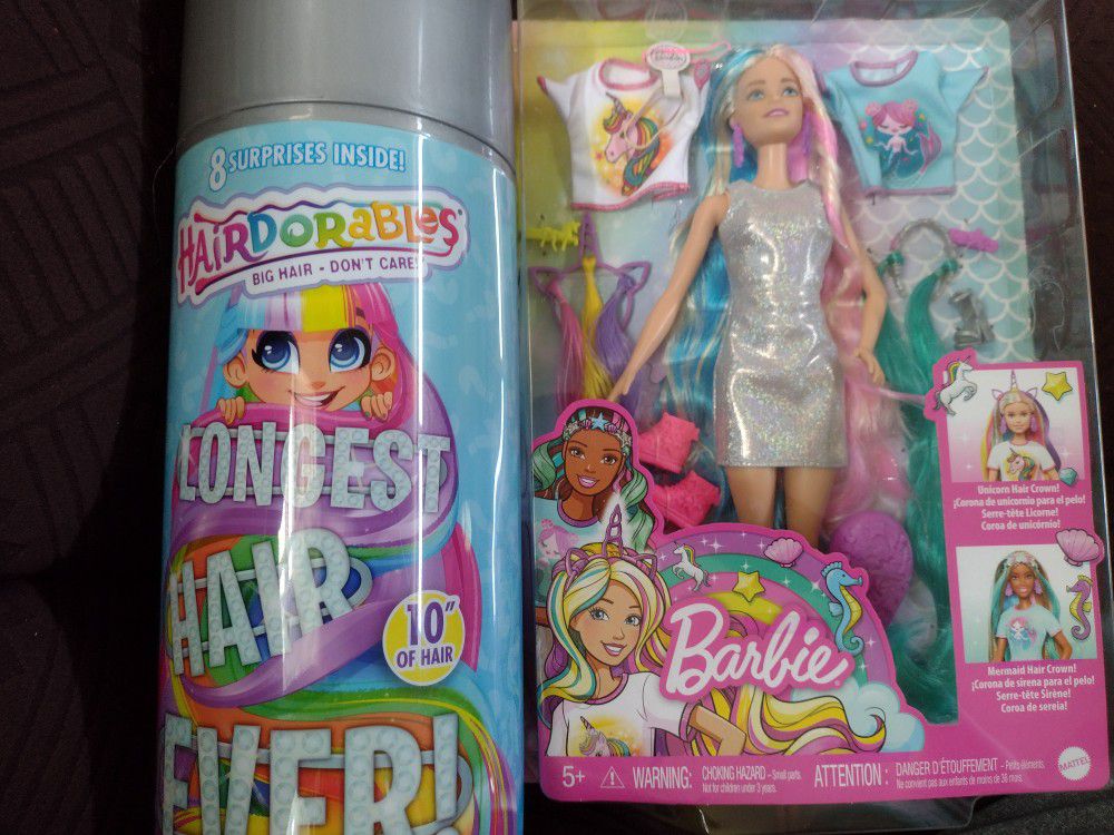 Hairdorables Longest Hair + Barbie Unicorn Mermaid 