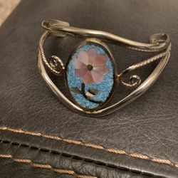 bracelet with turquoise and mother-of-pearl shell