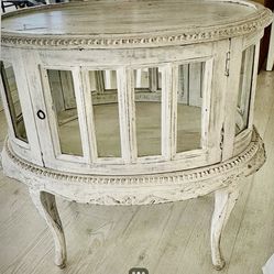 Shabby White Tea Table / Curio Cabinet