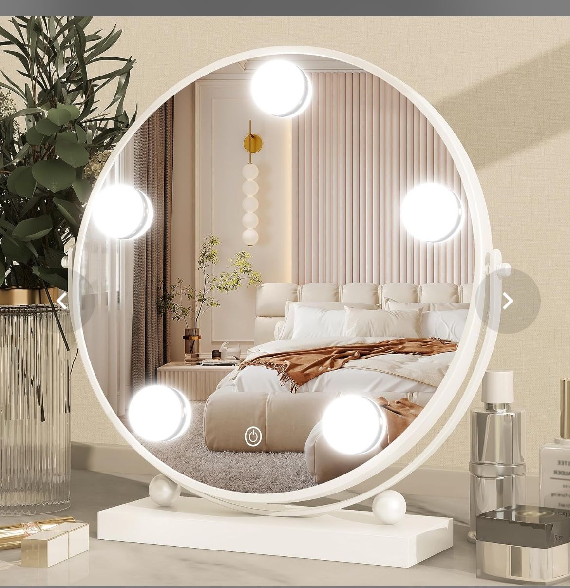 13 Inch Hollywood Vanity Mirror With Lights, Round Make Up Mirror With Lighting, LED