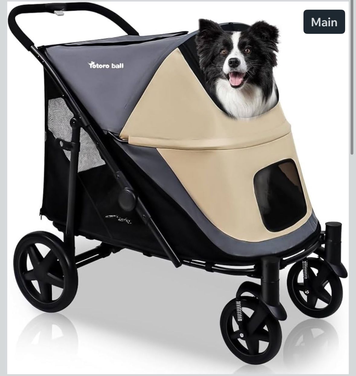 Dog Stroller for Medium/Large Dogs One-Click Folding Totoro ball 4 Wheel Pet Str