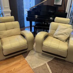 2 Leather Modern Armchairs