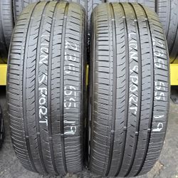 2 USED TIRES 235/55R19 w/80% Thread  Both Installed and Balanced $120  ($60 each) 