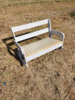 Vintage Child-Size Double Wooden Rocking Bench / Loveseat