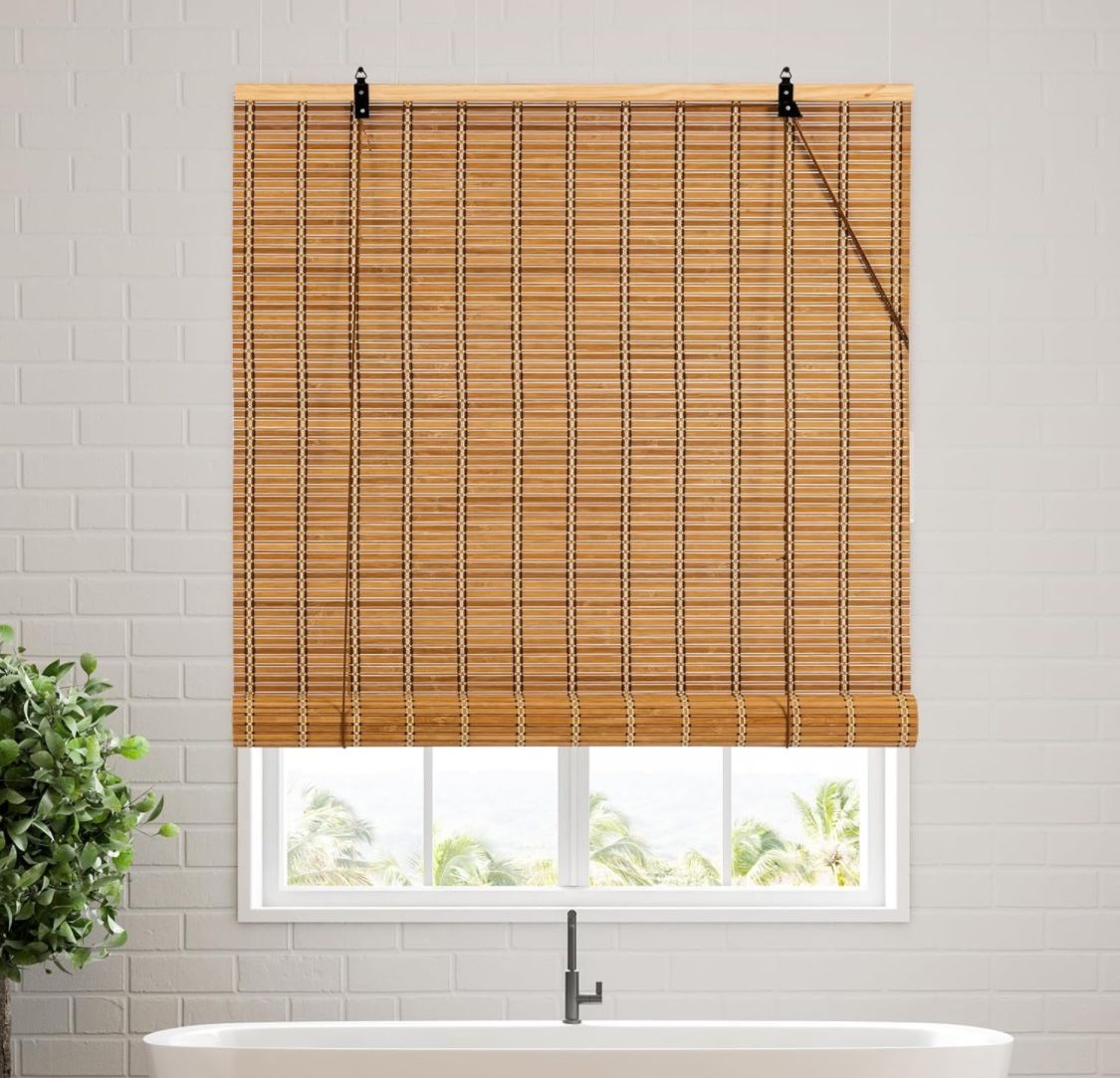 Natural Bamboo Roll Up Blinds for Windows, Light Filtering Bamboo Blinds for Doors Indoor Outdoor Home Patio Porch (60''W X 72''H)