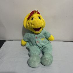 Vintage Dinosaur Plush Bedtime BJ In Thermal Pajamas Barney & Friends 14”