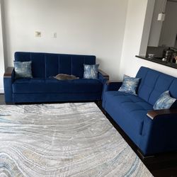Blue Velvet Living Room Set