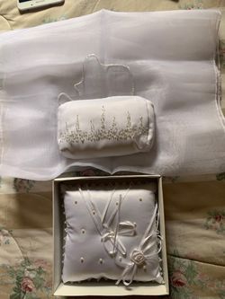 Wedding items - ring pillow, purse and scarf