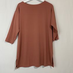 Lands’ End Women’s 3/4 Sleeve Matte Jersey Tunic Dark Rose Clay Size Medium NWOT