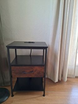 Nightstand with Drawer and Charging Station (New)