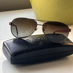 Brown Ralph Lauren Aviator Sunglasses With Case