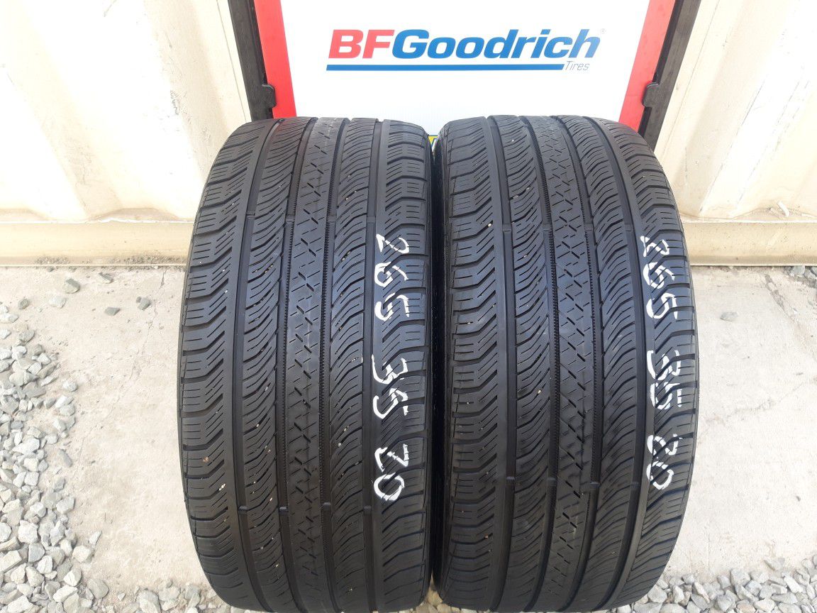 2 USED TIRES 265 35 20 CONTINENTAL 95% TREAD $80 DLLS FOR BOTH INSTALLED AND BALANCED