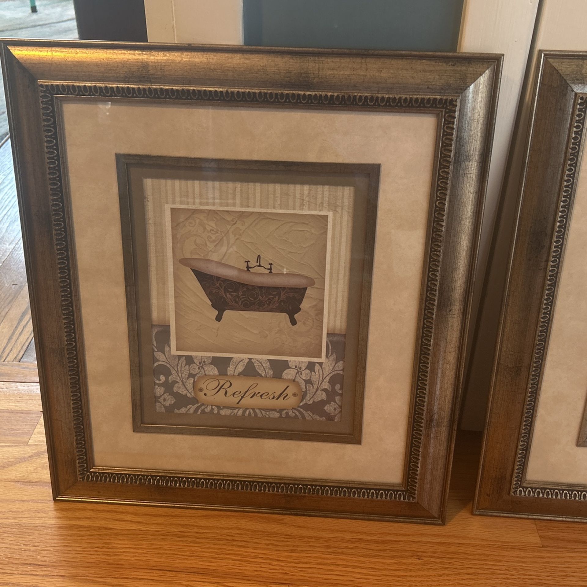 2 Framed Bathroom Pictures - Refresh Relax
