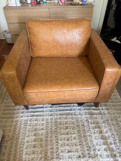 Brown Comfy Faux Leather Arm Chair