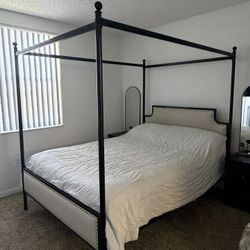 Black and Beige Canopy Queen Bed