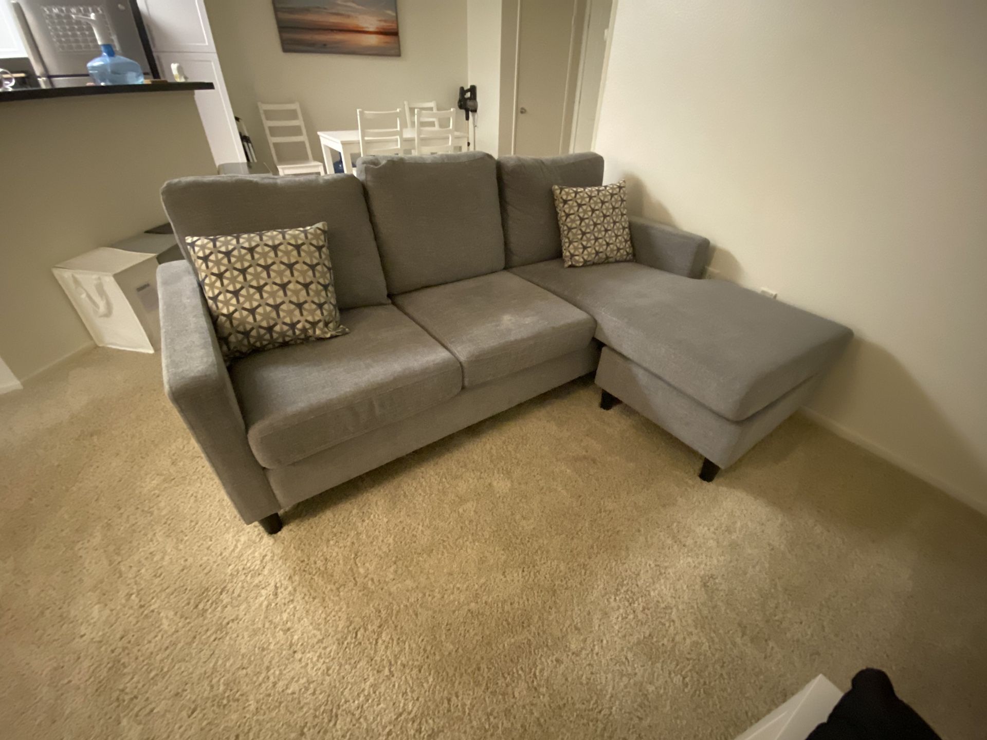 Stark Grey Sofa with Reversible Chaise – Pickup Only
