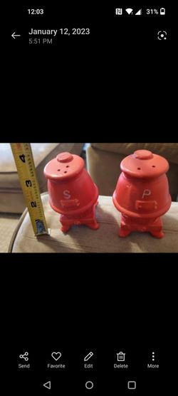Red Pot Belly Stove Salt and Pepper Shakers