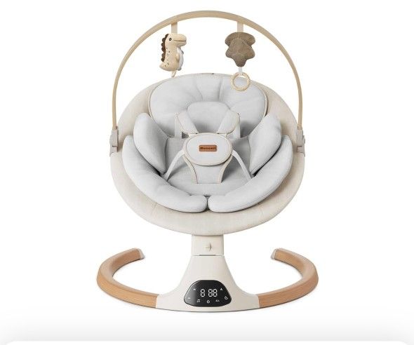Baby Swings for Infants, Monamii Baby Swing, Bluetooth Infant Swing with Music Speaker, 5 Speeds and Remote Control, Electric Swing for Baby, Portable