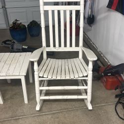  2  Rocking Chairs And Table (wood)