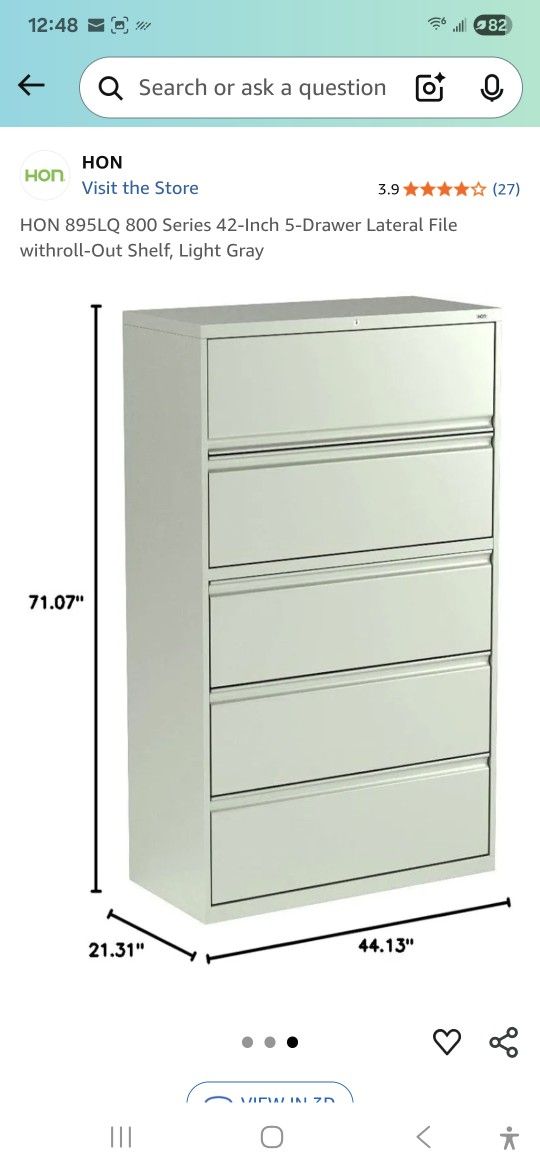 HON Lateral Filing Cabinet 5 Drawer