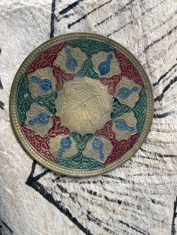 Vintage hand painted Brass plate
