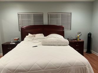 King size bed frame with headboard and footboard