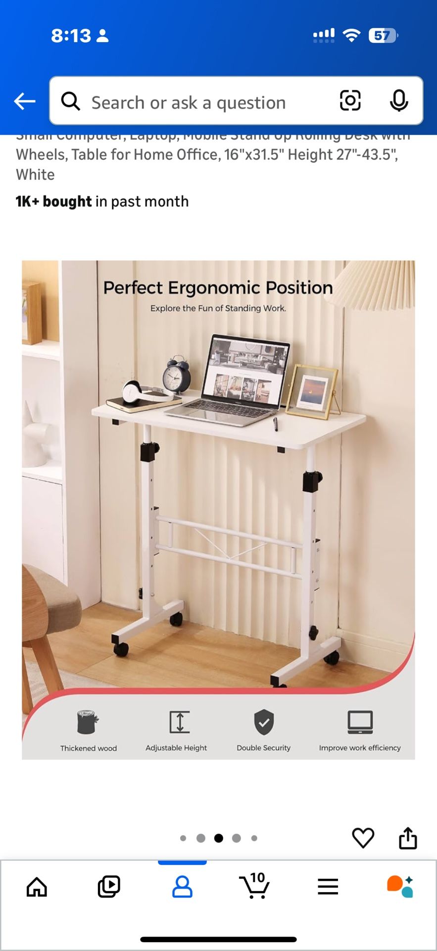 Brand New Adjustable Rolling Standing Desk
