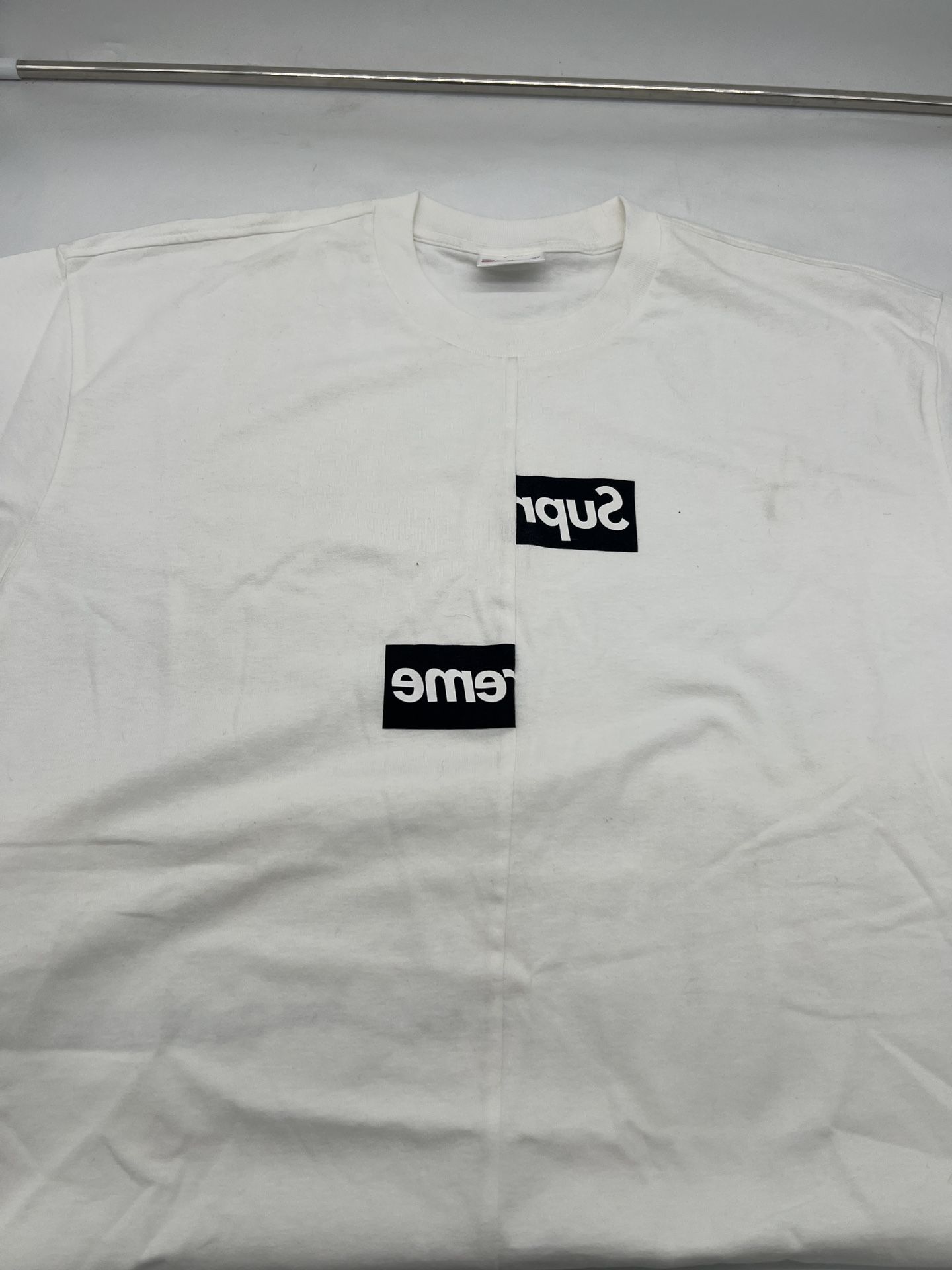 Supreme CDG Split Box Logo Tee White Black FW18 Sz XL New Comme des Garcons