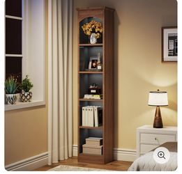 70 9" Narrow Bookcase, 5-Tier Cube Bookshelf Display Rack With Storage - Brand New