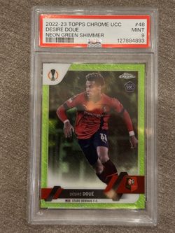 2022 Topps Chrome UCC Desire Doue Neon Green Shimmer #48 /399 PSA 9