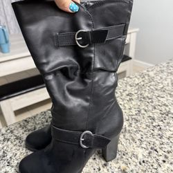 Sz 9 Style And Co. Heeled Boots In Black