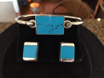 Sterling silver and Turquoise bracket and earnings