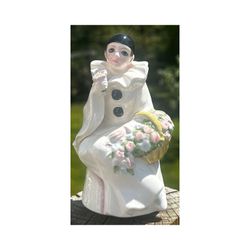 Vintage Schmid 'Pierrot Love' Porcelain Figural Clown Wind-up Music Box